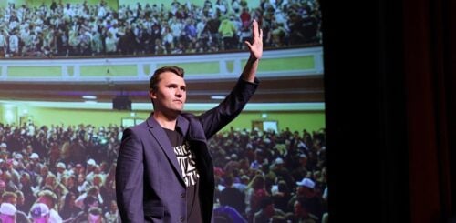 charlie kirk waving to crowd